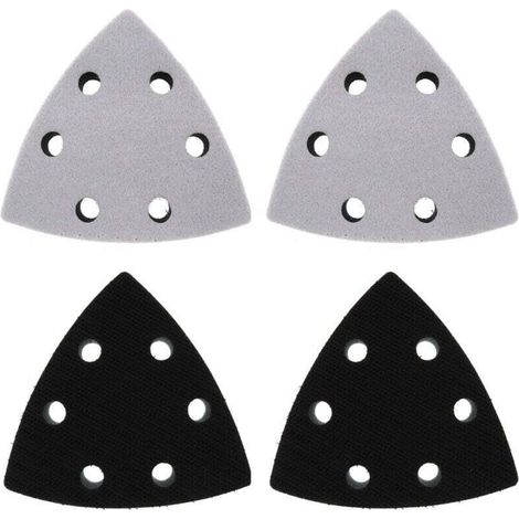 4 Pièce Triangulaire Tampon de Ponceuse de Remplacement, 90 x 90 x 90 mm Tampon de Remplacement de Ponceuse, 6 Trous Triangles Ponceuses de Tampon de Remplacement(Noir) (1/4)
