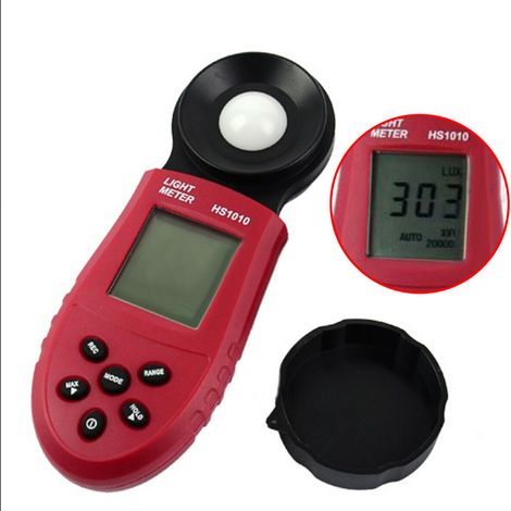 Luxmetro portatile HS1010, misura Lux e FC fino a 200.000 lux, schermo LCD retroilluminato, tester fotometrico