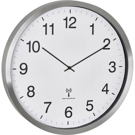 TFA Dostmann Reloj de Pared analógico XXL, 60.3548.02, 50 cm de diámetro, Marco de Metal, Esfera Grande, Color Blanco, 508 x 65 x 508 mm