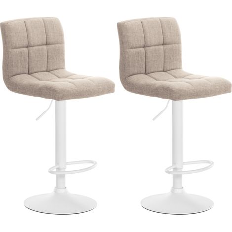 2er Set Barhocker Calma Stoff creme Metall matt weiss