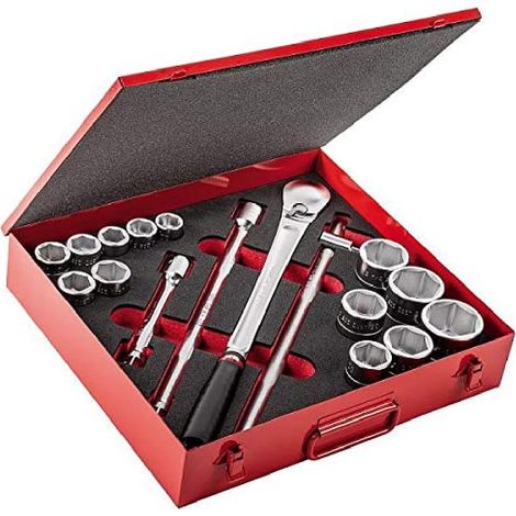 Assortiment Usag U06120017 en coffret métallique avec douilles hexagonales 17 pièces