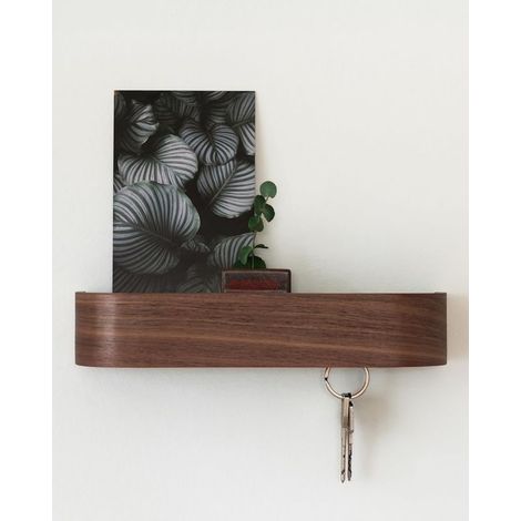 Schlüsselhalter – Wandmontierter Schlüsselhalter mit Holzablage – 6 integrierte Haken – Maße: 26,5 x 4,8 x 6,9 cm – Für Eingangsbereich oder Flur – 1 Stück (1/5)