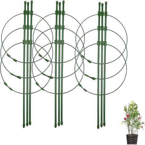 Lot de 3 supports pour plantes grimpantes avec 3 anneaux de support réglables 45 cm (1/5)