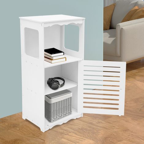 Armadio bagno, armadio bagno con 3 ripiani, moderno bianco piccolo armadio bagno (1/5)