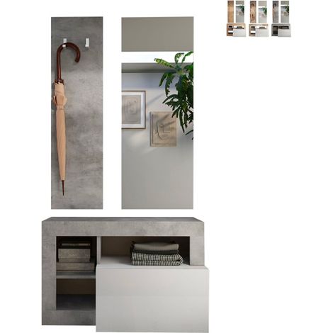Moderner Dielen-Set mit Schuhschrank, Garderobe und Spiegel Claire - Grau (1/5)