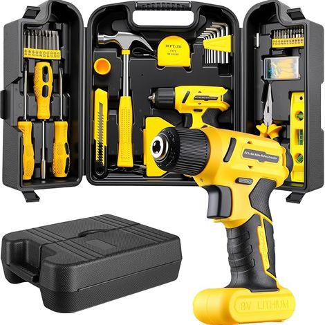 Cordless Drill Tool Case USB-C Charging Tool Box with Cordless Impact Drill, Portable Tool Box for Home DIY Repair (1/5)