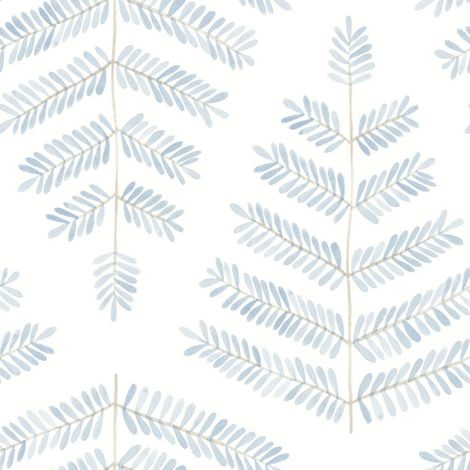 Papier peint rouleau auto-adhésif - Feuilles de Fougère - Bleu (1/2)
