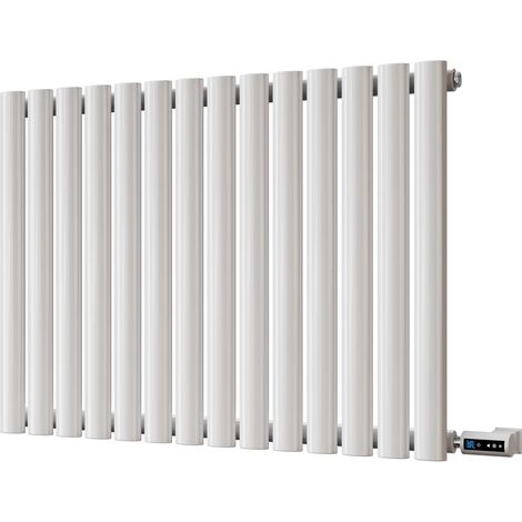 Omeara - White Horizontal Electric Radiator H600mm x W812mm Single Panel 600w Thermostatic WIFI