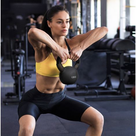 Kettlebell 12 kg con rivestimento protettivo, nero HAVRYA (1/5)