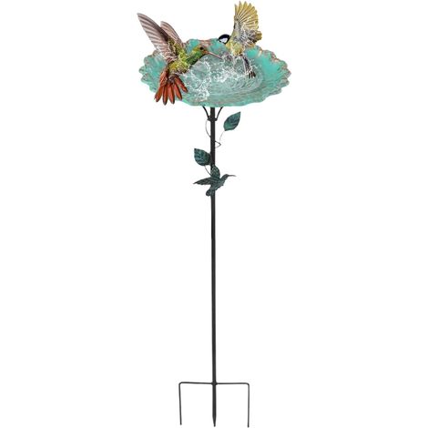 Bain d'oiseaux Extérieur - Bain Décoratif avec Pieu Stabilisateur - (1/5)