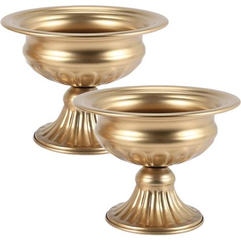 Elegante Tischdekoration aus Metall für Hochzeitsfeiern, Trompetenvase für Geburtstagsfeiern (Gold, 2 Stück)