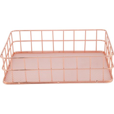 Aufbewahrungskorb aus roségoldenem Eisen, dekorativer Schreibtisch-Organizer (D) (1/5)