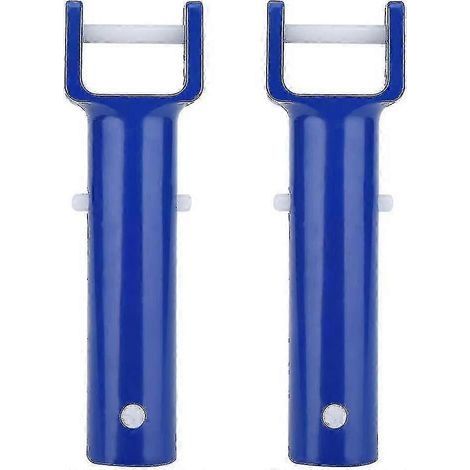 Fdit Lot de 2 têtes de brosse de piscine bleues en forme de V avec clip, poignées de rechange pour accessoires de piscine (1/5)