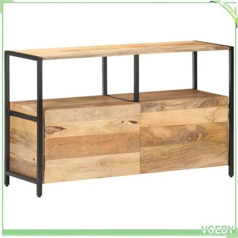 Buffet - 320918 - Bois de manguier massif - 110 x 35 x 65 cm - Finition naturelle, fixation murale incluse (1/5)
