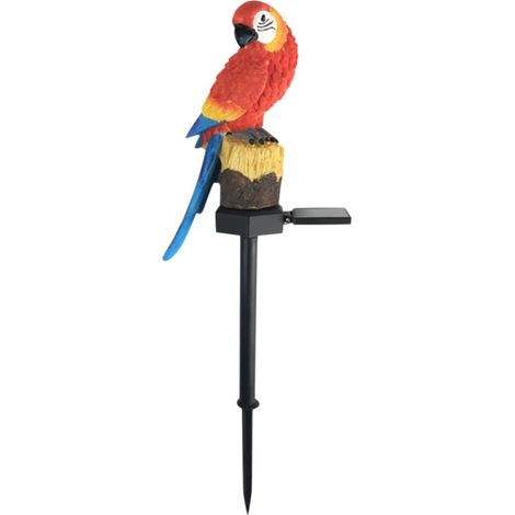 Luminaire Solaire Parrot - Éclairage Extérieur à Enfoncer au Sol - Décoration de Jardin en Résine - Rouge (1/5)