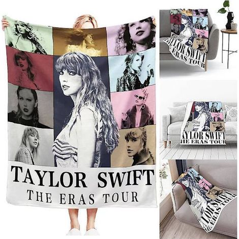 Couverture douce et chaude de la tournée The Eras de Taylor Swift, idéale pour la chambre, le canapé et la décoration de fêtes (70 x 100 cm). (1/5)