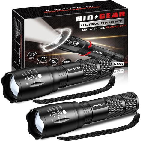 Lampe Torche Puissante 1 Mode, Lampe de Poche Zoomable Étanche IPX5, LED Lampes de Poche Militaire en Aluminium pour Camping, Randonnée, Urgences, Cadeau, Lot de 4 (1/5)