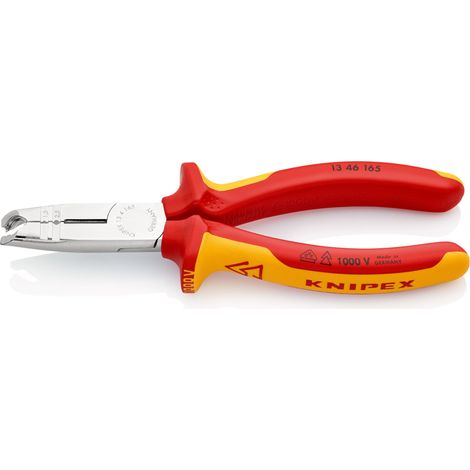KNIPEX 13 46 165 SB Stripping Pliers insulated with multi-component grips, VDE-tested chrome-plated 165 mm