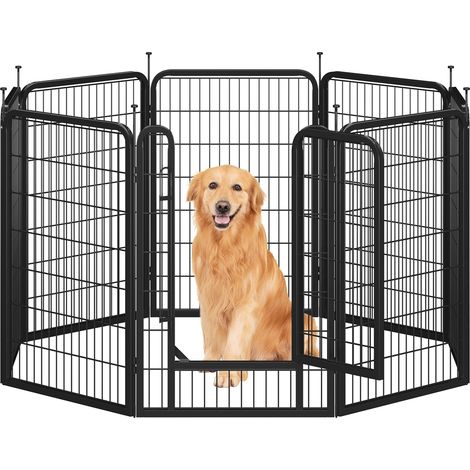 Yaheetech Recinto per Cani Cuccioli Conigli Gatti Animali da Interno e Esterno Giardino Rete Recinzione Ferro 8 pz 68 x 100 cm Pieghevole e Portatile