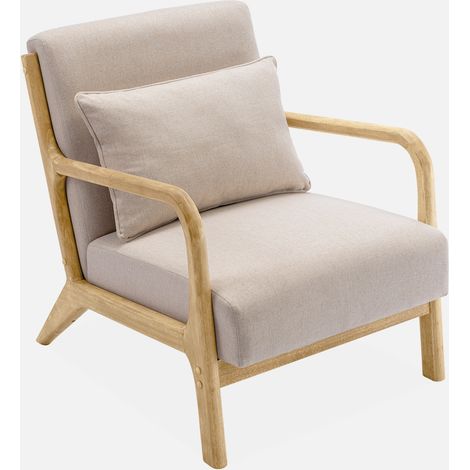 Sillón de diseño de madera y tela