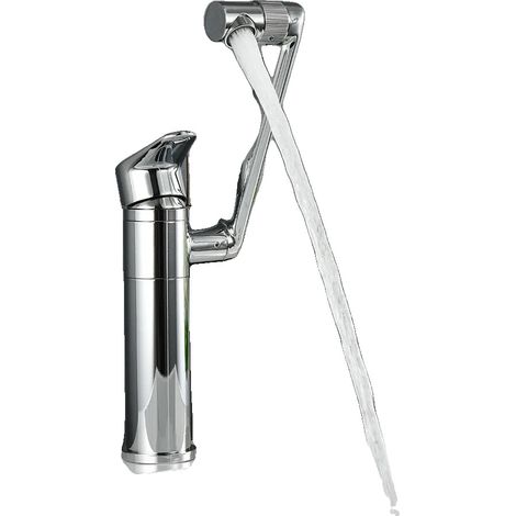 Grifo de lavabo, montado sobre la encimera, fabricado en latón de alta calidad, giratorio 360°, monomando, caudal de agua eficiente. (1/5)