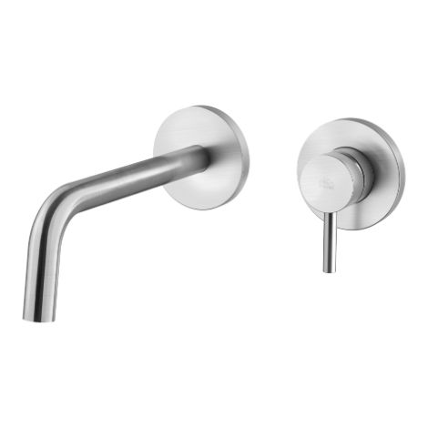 Miscelatore lavabo ad incasso con bocca l. 248 mm, Steel looking. Paffoni serie Light LIG007ST70  Ottone - Steel looking