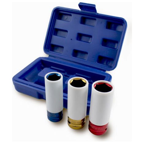 Bituxx® 3 tlg Schlagnuss Set Steckschlüssel Felgenschutznüsse Schonnüsse Schöneinsätze Nuss Kfz Radwechsel Pkw für Schlagschrauber oder Drehmomentschlüssel Aufnahme 1/2 (17 mm / 19 mm / 21 mm) (1/4)