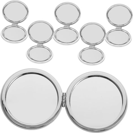 6pièces Miroir Pliant Portable à Double Face Rond Blanc pour Voyages Maquillage Sourcils et Sac à Main (1/5)