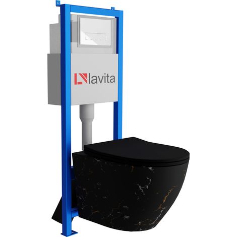 Bâti-support Lavita LAV 101 à 40 cm + WC Sofi Slim Fire sans bord + plaque de commande LAV 200.3.1 blanc Kit complet WC