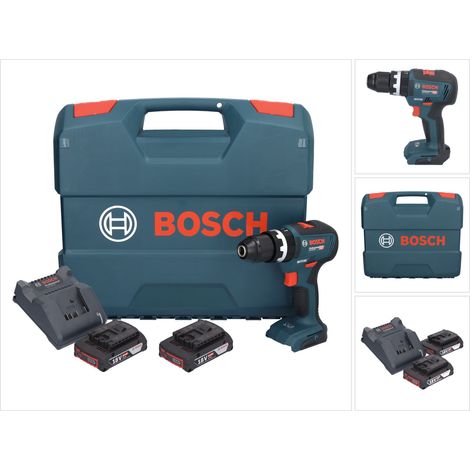 Bosch GSB 18V-55 Trapano a percussione professionale a batteria 18 V 55 Nm brushless + 2x batteria ricaricabile 2,0 Ah + caricabatterie + valigetta