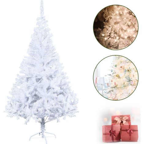 SWANEW Albero di Natale artificiale Abete di abete Materiale del bagagliaio bianco Pvc incl. Stand di legno 180 cm Tree di Natale Decorazione di Natale Decorazione (1/5)