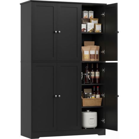 Armoire de Rangement avec 6 Portes Meuble Cuisine Rangement Noir (1/5)