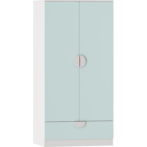 Armoire étagère meuble de rangement pour enfants 123 x 60 x 40 cm blanc vert menthe (1/5)