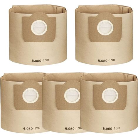 Set of 5 Bags straight Vacuum cleaner for WD3 WD2, compatible with WD6 WD5 WD4, WD3200 WD3500P, A2204 A2534, 4001 4002 5.100 6.100. Paper Kraft 100% Recycle and Compostables (1/5)