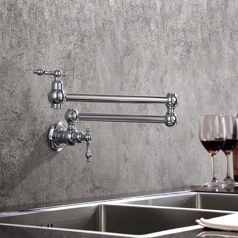 Miscelatore lavabo estraibile a parete con due maniglie e due snodi - acqua fredda - Cromo - RW Miscelatore lavabo (1/5)