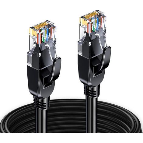 Elfcam Rundes Ethernetkabel RJ45 Cat 8 S/FTP 12m Schwarz – 28AWG, 2000 MHz, 40 Gbps – Hochgeschwindigkeits-LAN-Kabel mit hochwertigen Steckern (1/5)