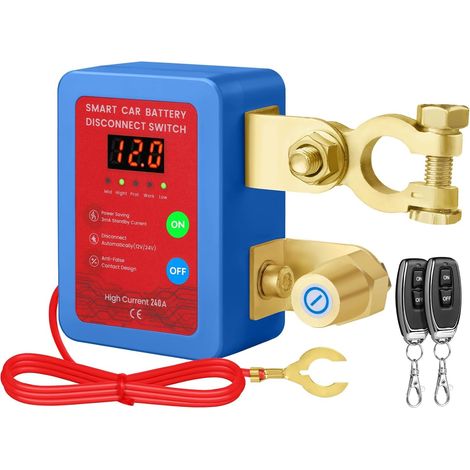 Disjoncteur de batterie télécommandé sans fil, Coupe Circuit Batterie 12v 240 A, avec Led Affichage Coupe Batterie, Interrupteur D'arrêt Automatique pour Voiture, RV, ATV, Camion, Bateau (1/5)