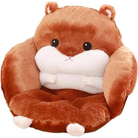 Coussin de Siège - Hamster - Coussin de Chaise Confortable en Peluche - Asymétrique - Rongeur - Brun