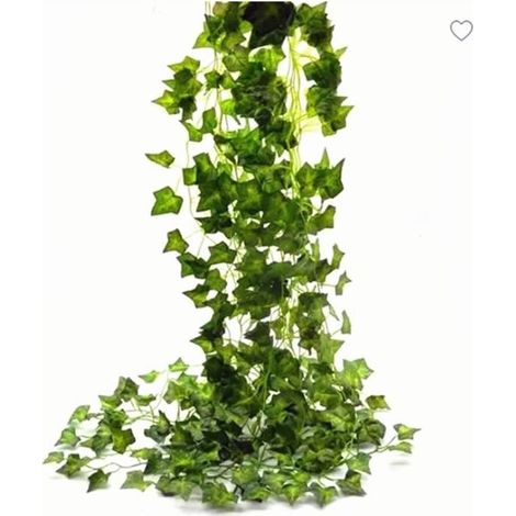 Guirlande de feuilles de lierre artificielle verte - Décoration pour célébration, mariage, jardin, Noël (1/4)