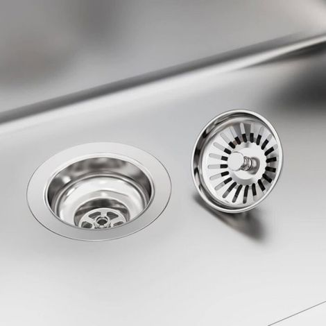 Couvercle Évier - Acier Inoxydable - Pour Vasque À Débordement - Diamètre 80 mm - Argent - 2 Pièces (1/4)