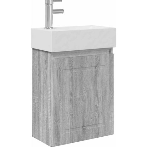 Bathroom Vanity Unit with Tap Grey Sonoma 45.5 x 22.5 x 84 cm vidaXL