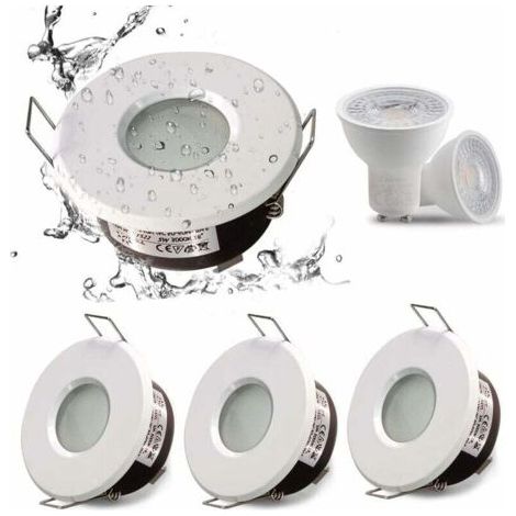 Pair IP65 wasserdichter LED-Einbaustrahler, GU10-Fassung, geeignet für Bad und Küche (Leuchtmittel nicht enthalten), weiß, 75 mm Einbautiefe