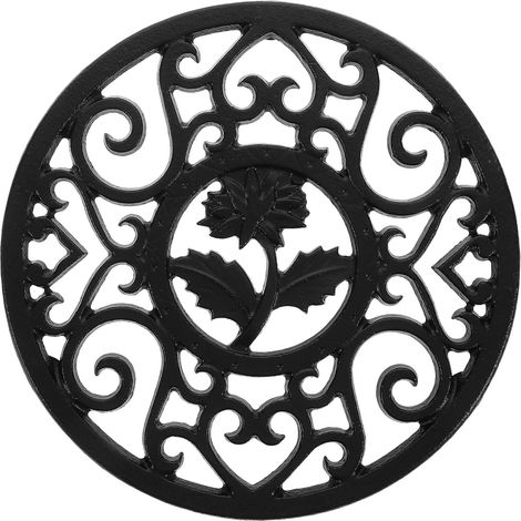 Dessous de plat en fonte, noir, antidérapant, avec support (1/5)