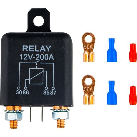 12V 200A Relais, Coupleur Separateur Batterie, Relais Automobile, Relais de Separation, avec 2 Broches et 4 Bornes, pour Voitures, Camions, Bateaux (1/5)