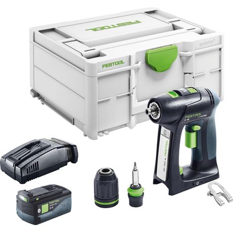 Festool C 18 Basic Trapano avvitatore a batteria 18 V 45 Nm Brushless + 1x batteria 5,0 Ah + caricabatteria rapido + Systainer (1/5)