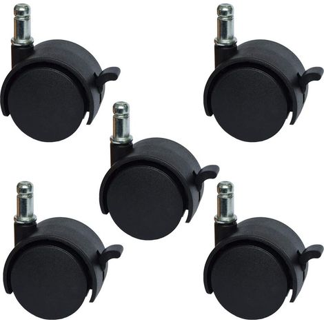 Roulettes de rechange pour chaise de bureau ou tabouret de 5,1 cm - avec frein (lot de 5) (1/5)