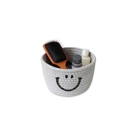 Panier de rangement tressé vide - Petite boîte de rangement en corde de coton - Paniers de rangement pour salle de bain - Panier de rangement pour cuisine, salle de bain, salle de bain, chambre à (1/5)