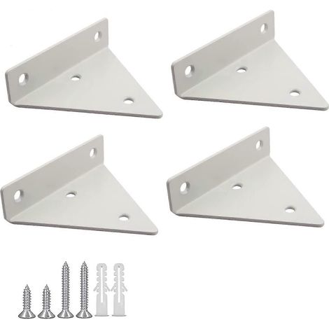 4 supports d'étagère flottante avec 16 vis - Blanc (1/5)