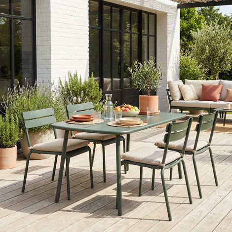 Table de jardin aluminium 4-6 places kaki - Avelia