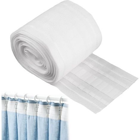 Kräuselband, 5 m x 8,5 cm, Polyester, Weiß, für Gardinen, Innendekoration (1/5)